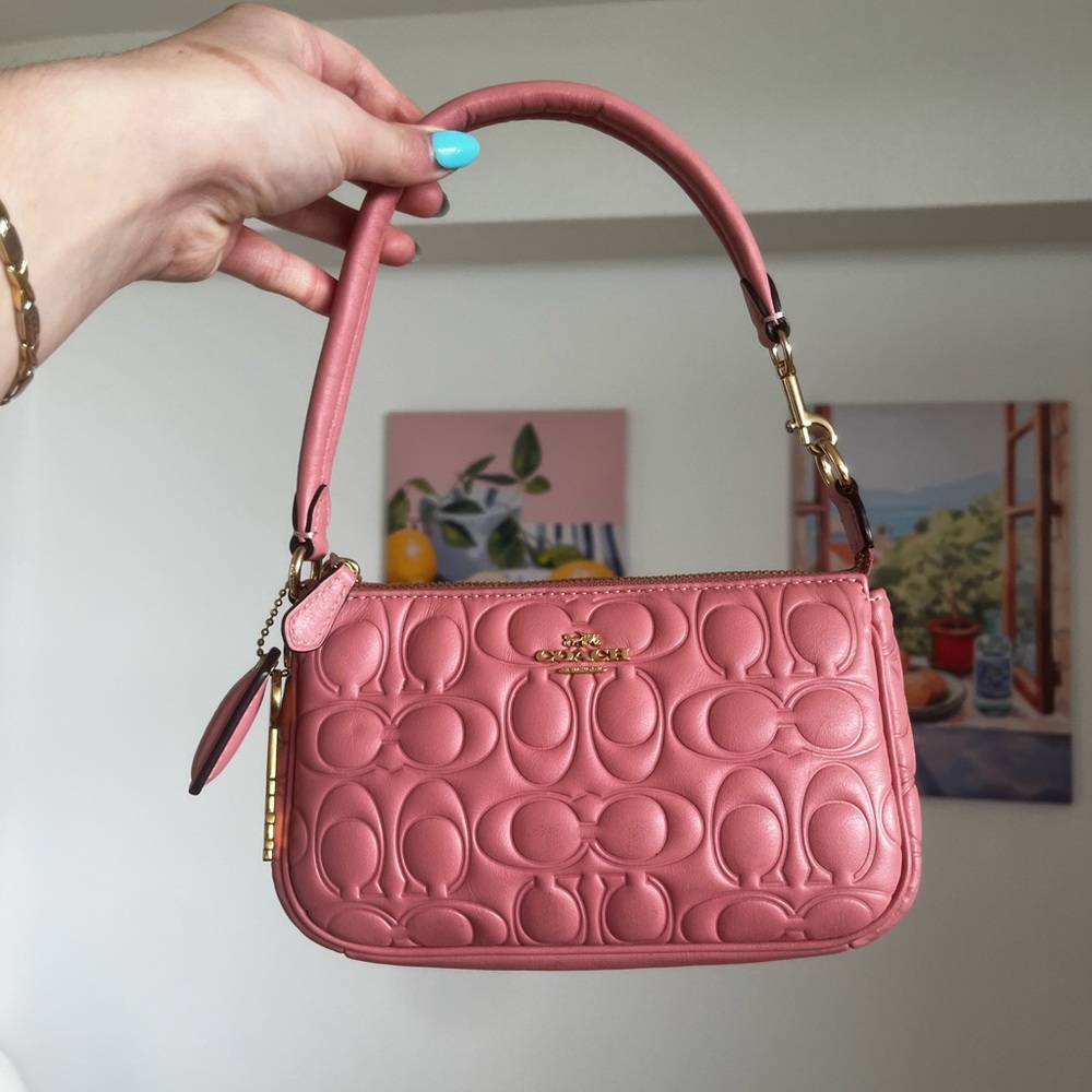 Coach Pink Shoulder Bag with Embossed Leather